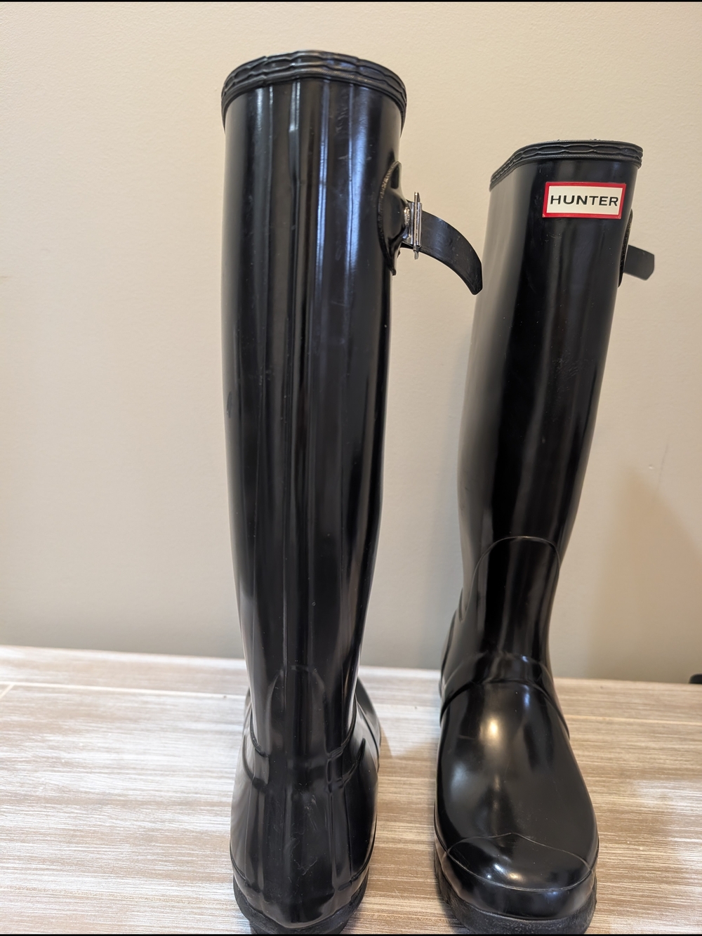 Hunter Original Tall Gloss Rain Boots Black Waterproof Rubber Size 10 Preppy - Picture 11 of 13